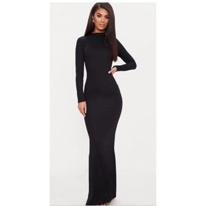Black High Neck Open Back Maxi Dress